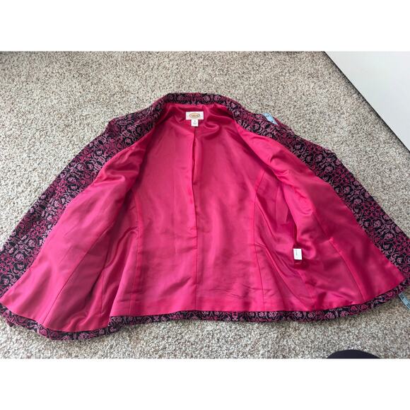 Embroidered Pink & Black Talbots Jacket, size Women's 16, Hook & Eye Closure - Picture 9 of 11